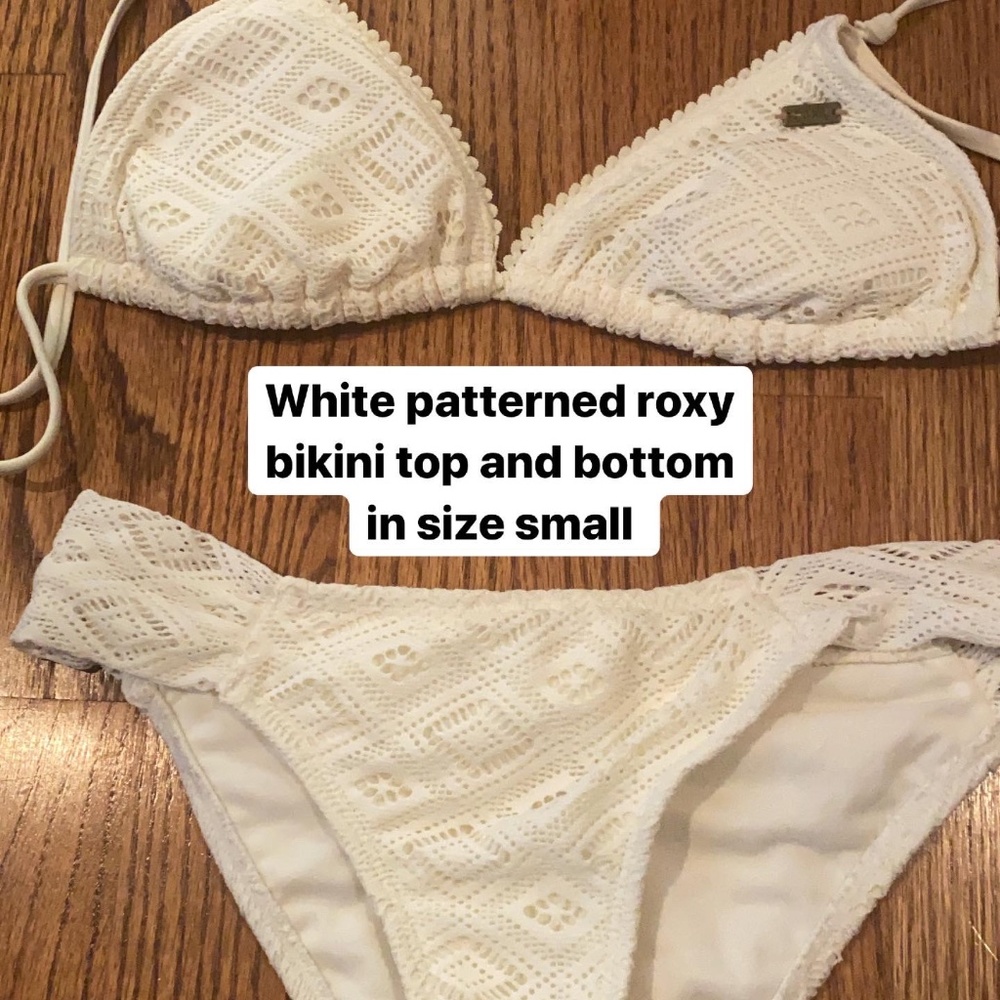 Roxy white patterned bikini top and bottom